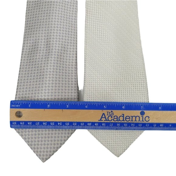 Nicole Miller Jones New York Silk Ties Gray Blue White Cream Lot Of 2 - Picture 4 of 12